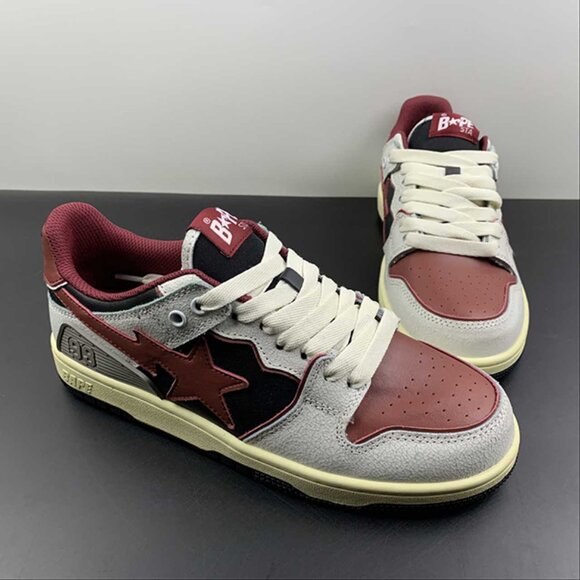 NWT Bape Sta Low Unisex Black And Red Unisex Shoes - Picture 1 of 13